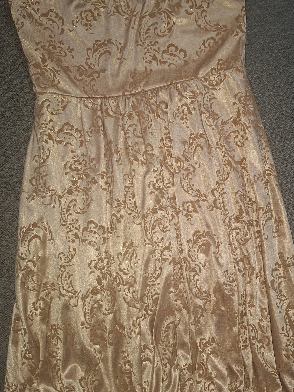 Gold Floral Jacquard Prom Dress